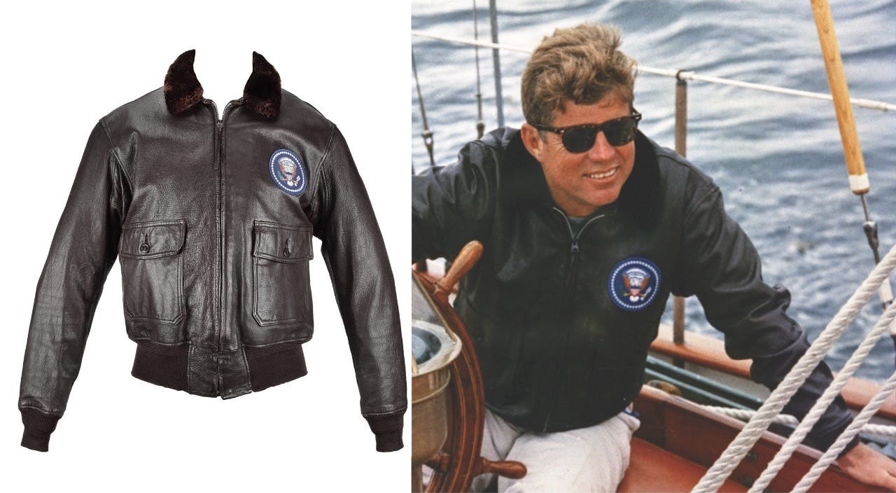 jfk leather bomber jacket