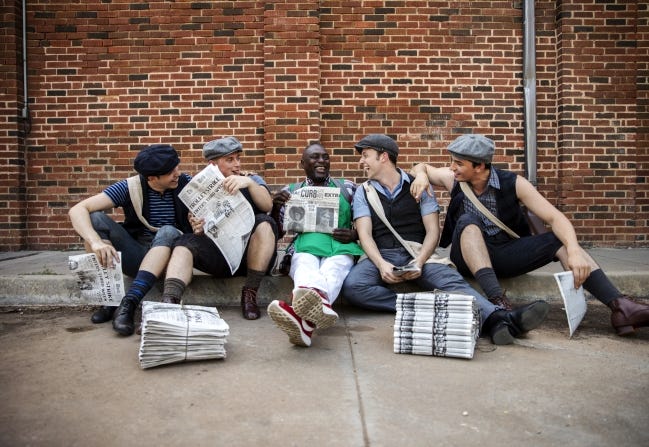 Modern Day Newsies Curbside Chronicle Vendors Connect With Broadway Musical