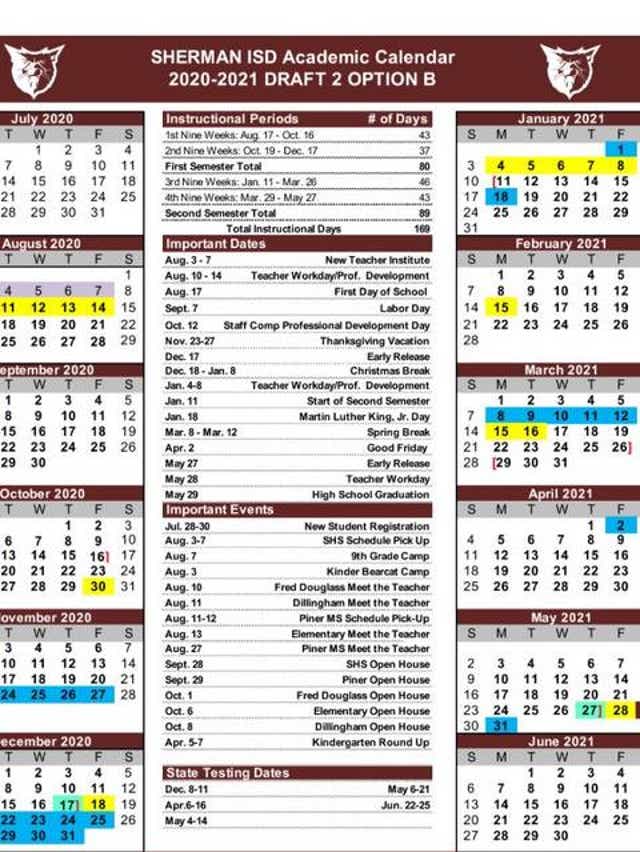 Sisd Presents Proposed 2020-2021 School Calendar