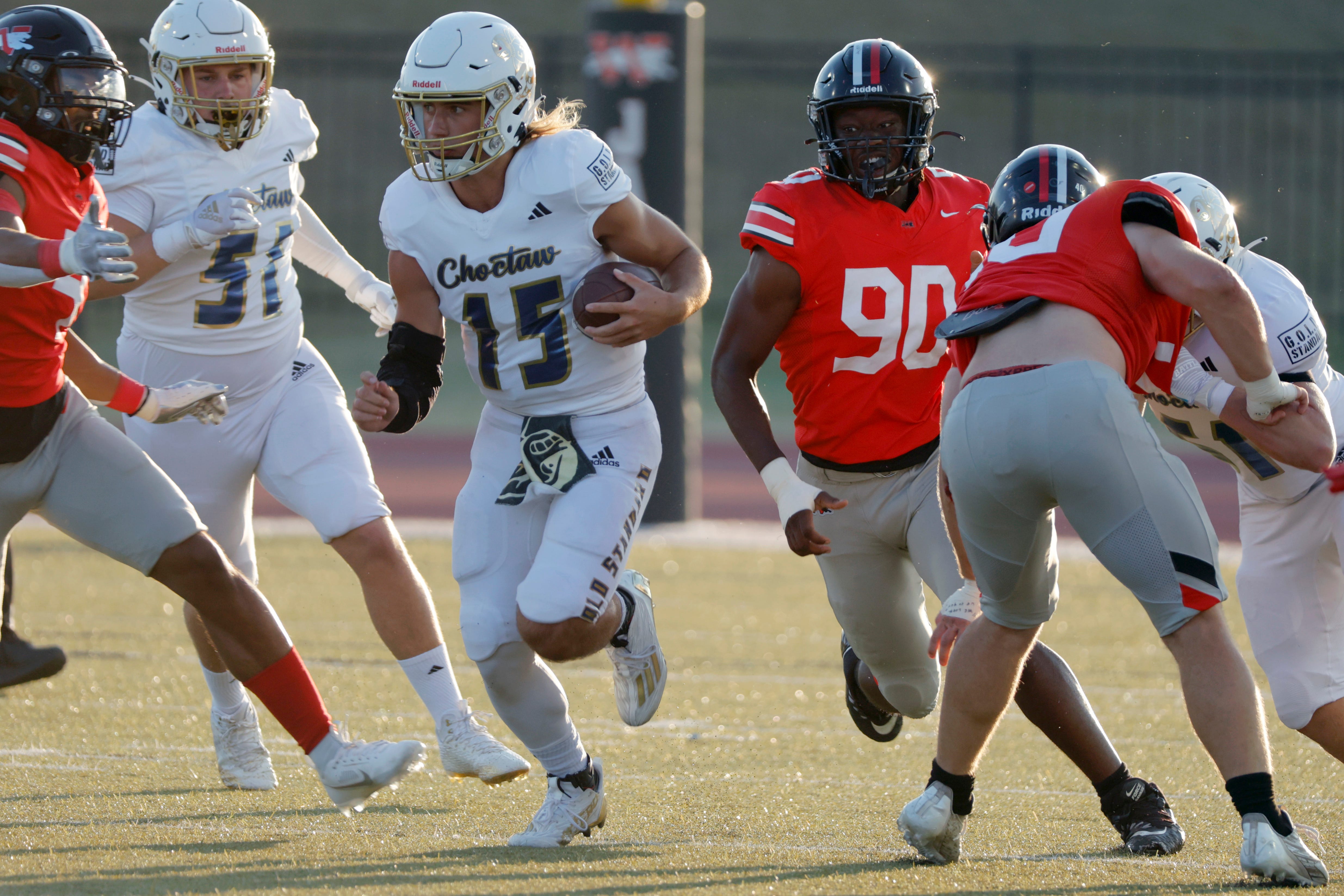 Westmoore plays Choctaw in an Oklahoma high school football game on Thursday .