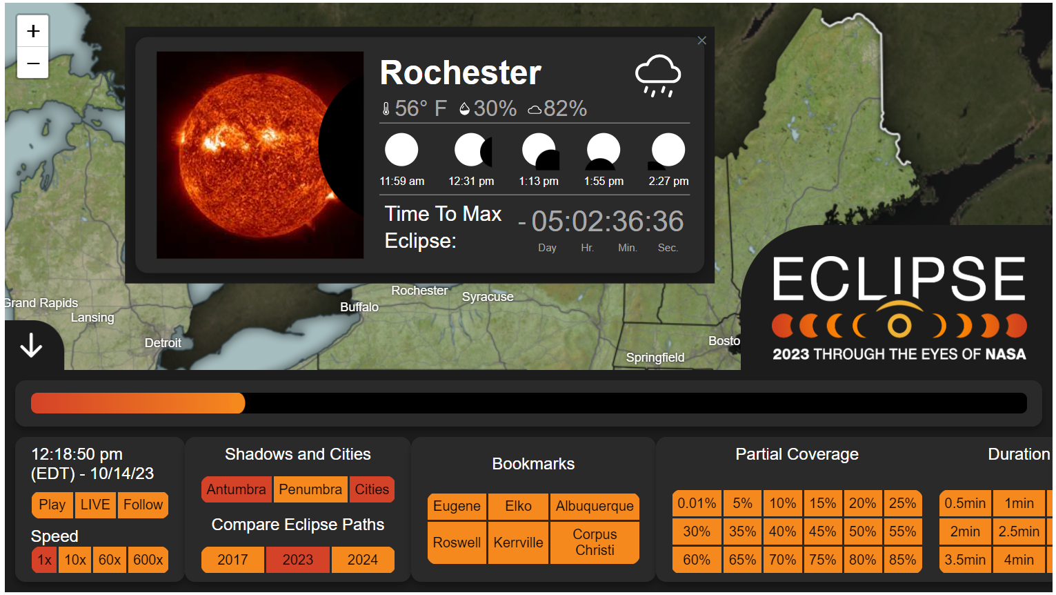 75 days until the total solar eclipse in CNY, timing the path of