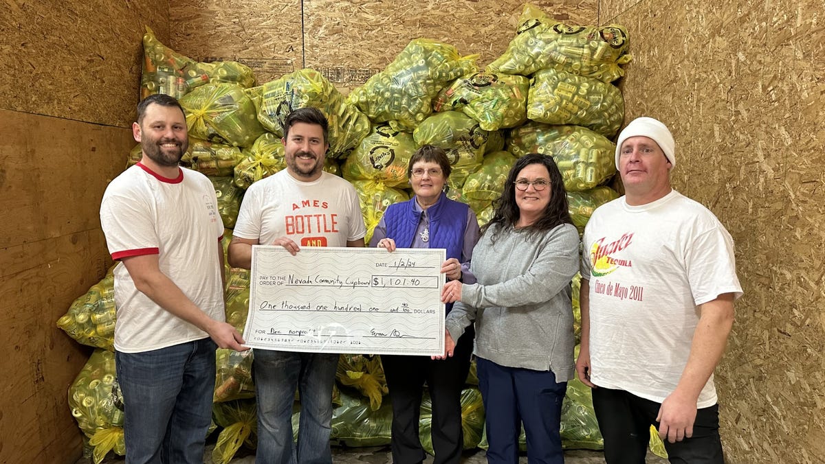 Ames Bottle and Can continues monthly donations, cuts check for Nevada Community Cupboard