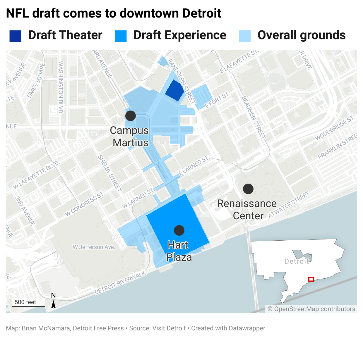 NFL draft map 2024 See its blueprint in downtown Detroit