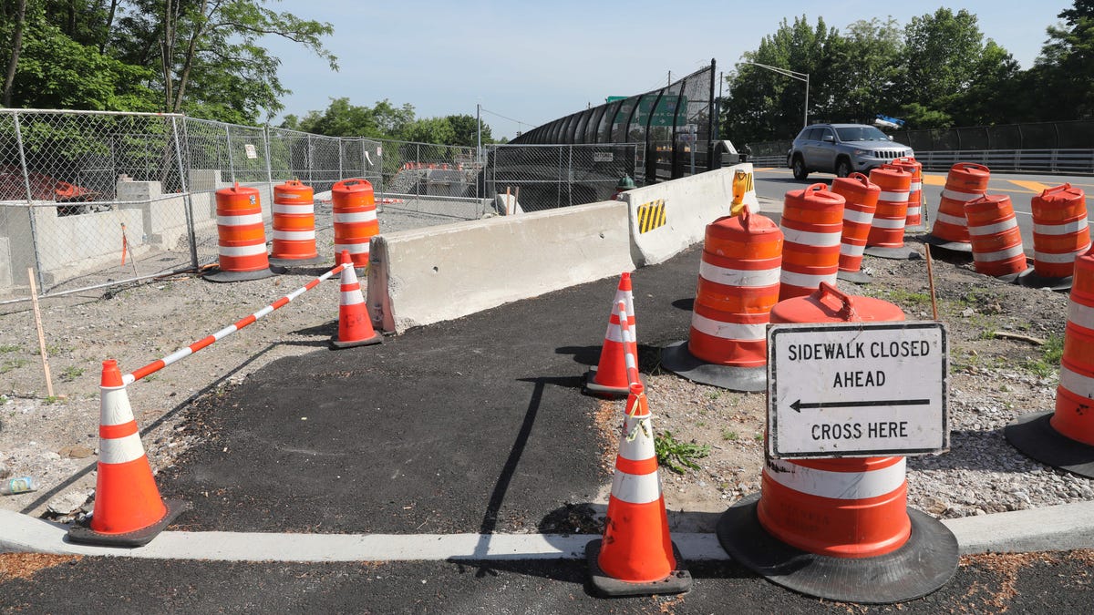 The area around Route 9 and Paulding Avenue in Tarrytown where a new bike and pedestrian bridge will be built over I-287/I-87, pictured May 21, 2024.
