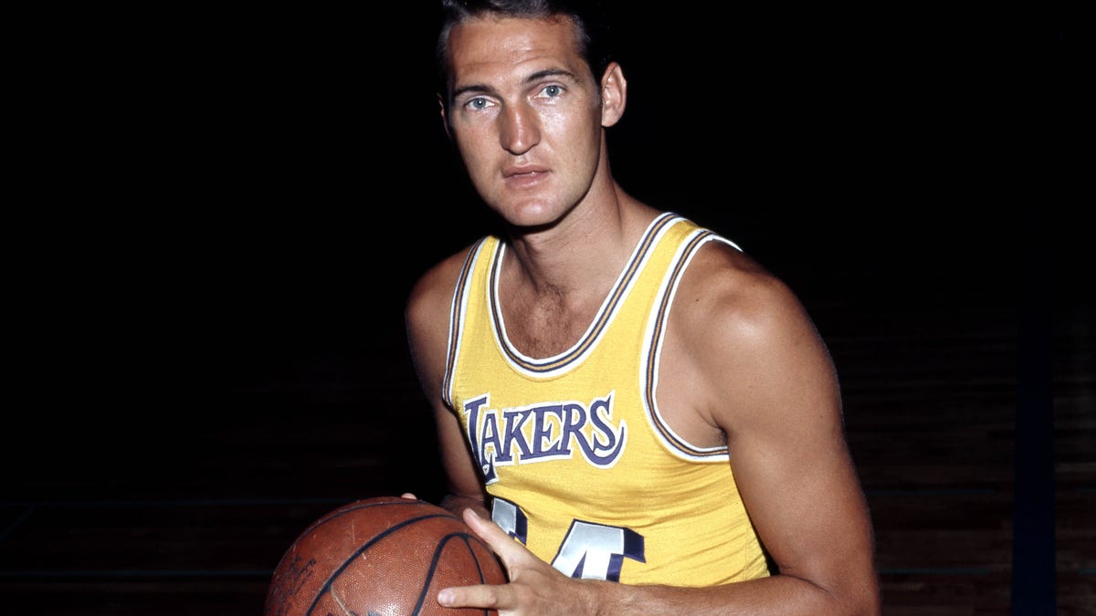 Former Los Angeles Lakers guard Jerry West during a portrait session at The Forum.