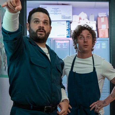 Jeremy Allen White (center) stars as Carmy, who turned his family's beef sandwich shop into a fine dining establishment in "The Bear."