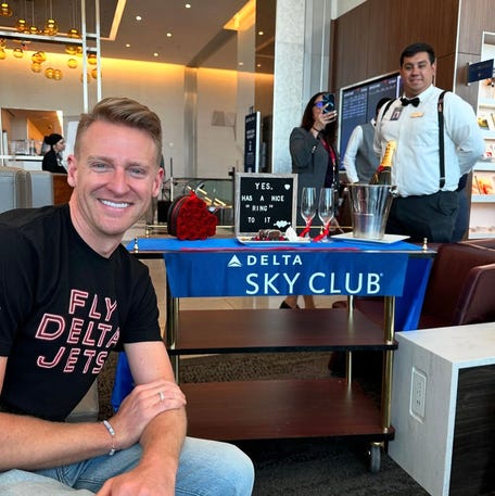 Ryan Scheb at Delta Air Line's Sky Club.