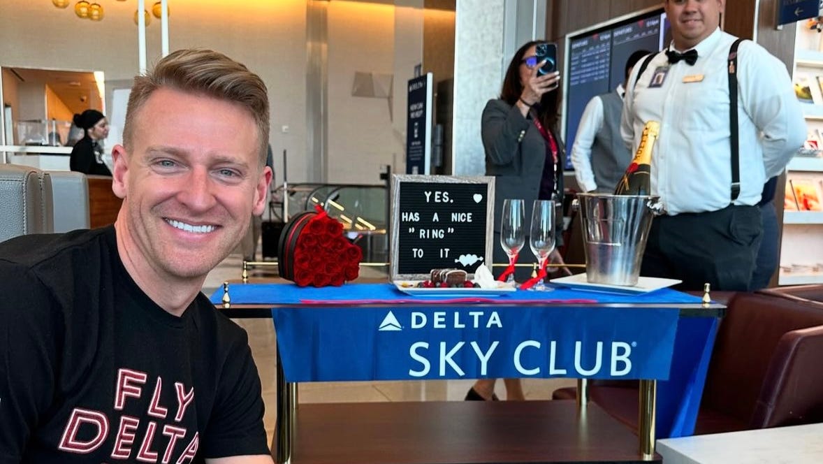 Ryan Scheb at Delta Air Line's Sky Club.