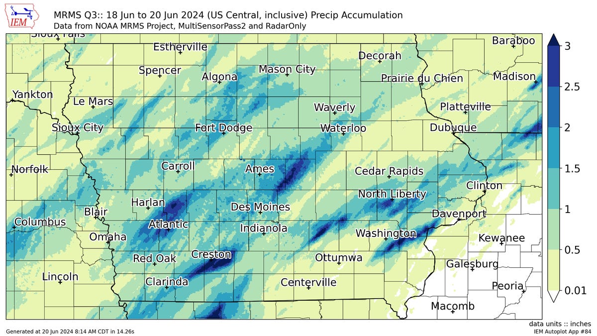 Read more about the article How much rain was there in Des Moines? Here are the total rainfall amounts in Iowa