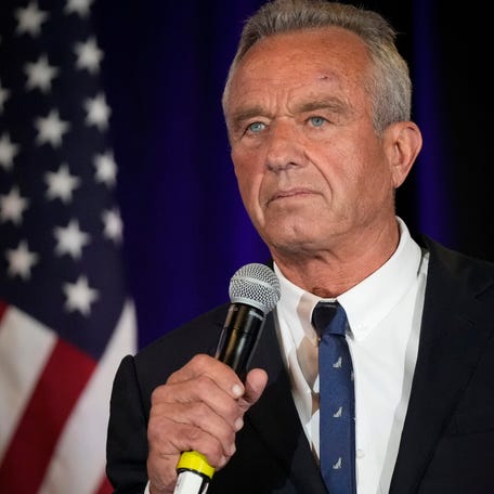 Independent presidential candidate Robert F. Kennedy Jr., speaks at a campaign rally at Brazos Hall Monday May 13, 2024.