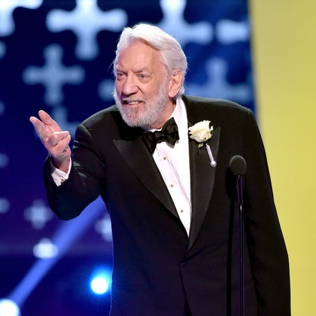 Donald Sutherland, winner of Best Villain appears onstage during FOX's 2014 Teen Choice Awards at The Shrine Auditorium on Aug. 10, 2014 in Los Angeles.