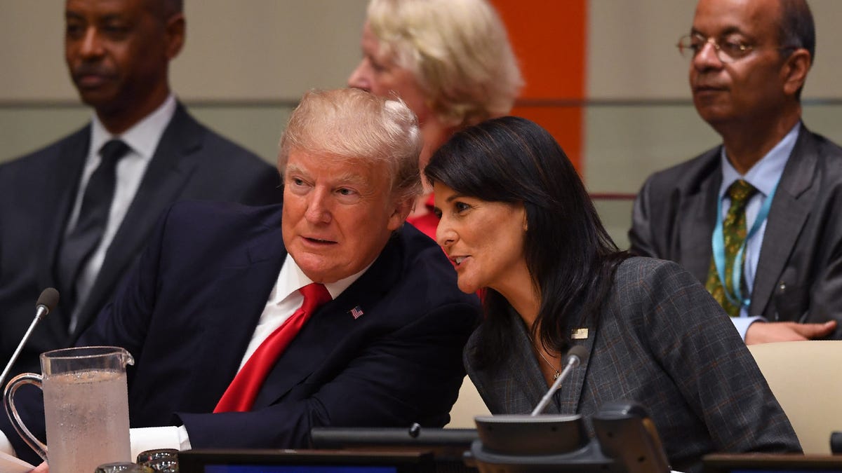 President Donald Trump and his ambassador to the United Nations, former South Carolina Gov. Nikki Haley, at the U.N. headquarters in New York City in 2017.