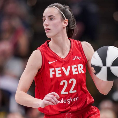 Indiana Fever guard Caitlin Clark (22) rushes up the court Thursday, June 13, 2024, during the game at Gainbridge Fieldhouse in Indianapolis. The Indiana Fever defeated the Atlanta Dream, 91-84.