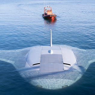 The Manta Ray on the surface using test dives off the coast of Southern California.