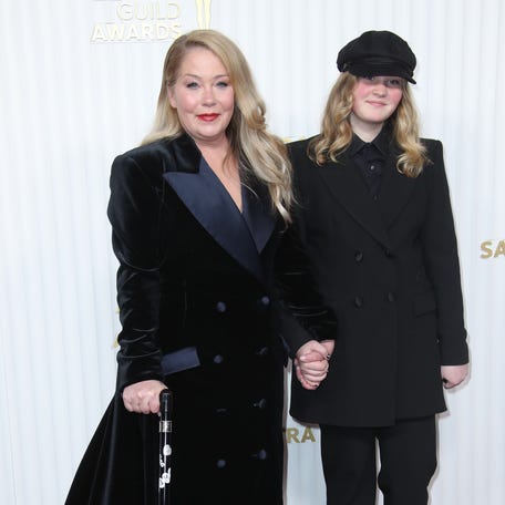 Feb 26, 2023; Los Angeles, CA, USA; (L-R) Christina Applegate and Sadie Grace LeNoble at the 29th annual Screen Actors Guild Awards on Sunday, Feb. 26, 2023 at the the Fairmont Century Plaza in Los Angeles.. Mandatory Credit: Dan MacMedan-USA TODAY ORG XMIT: USAT-525541 (Via OlyDrop)