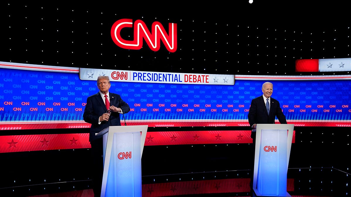 A break in the debate between President Joe Biden and former President Donald Trump in Atlanta on June 27, 2024.