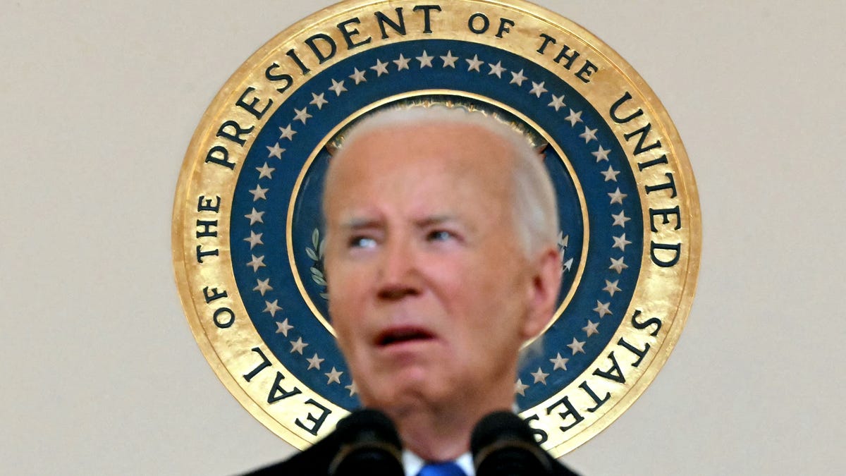 President Joe Biden delivers remarks on the Supreme Court's immunity ruling at the Cross Hall of the White House in Washington, DC on July 1, 2024.