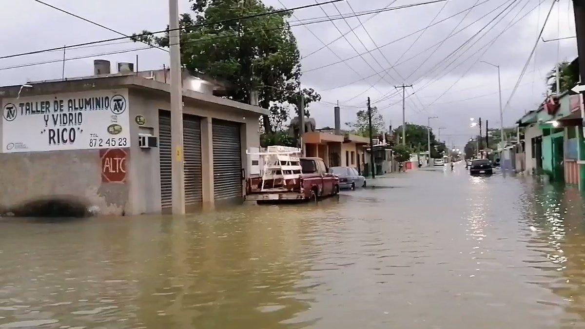 Cozumel, Mexico streets flooded after Hurricane Delta hits Yucata