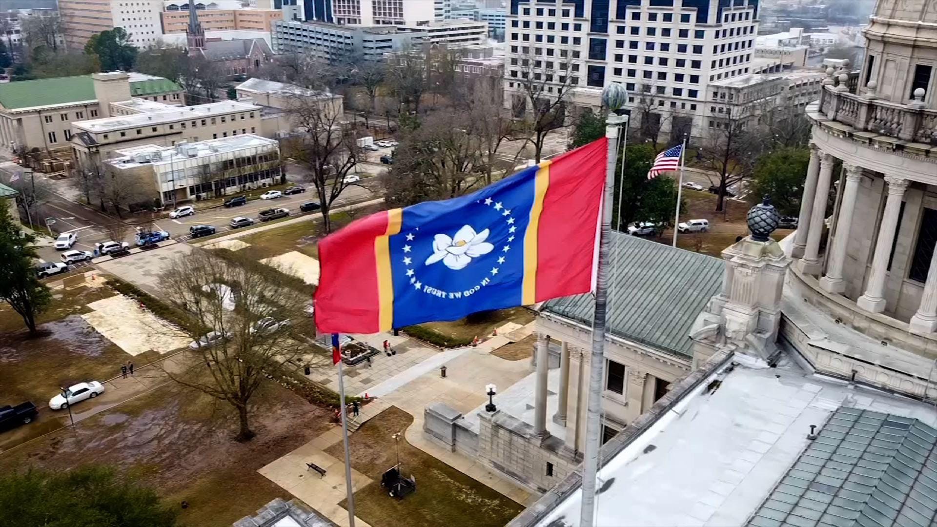 New state flag flies over Mississippi Capitol