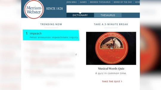 Searches Of The Word Impeach Increase In The Merriam Webster