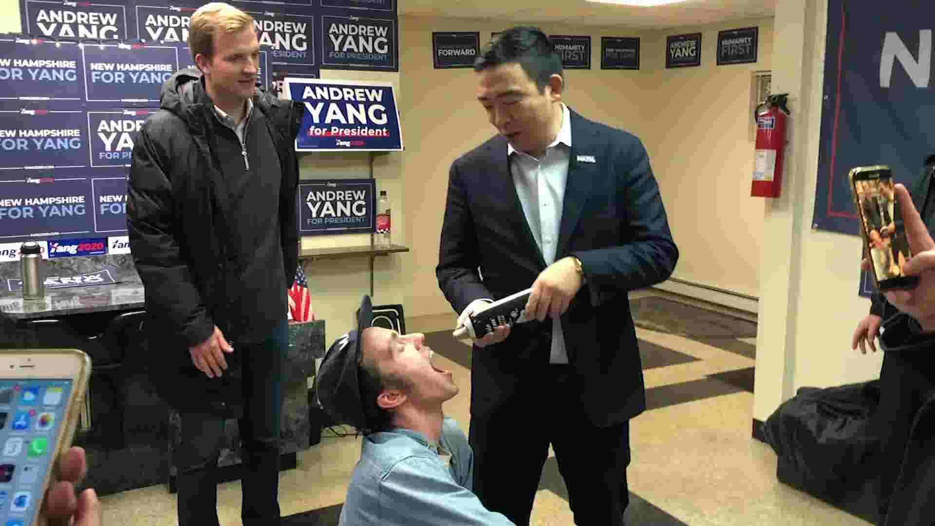 Yang Sprays Supporters With Whipped Cream