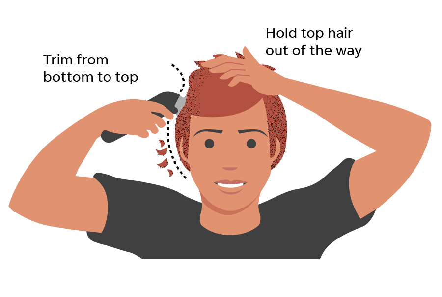 trim top of hair with clippers