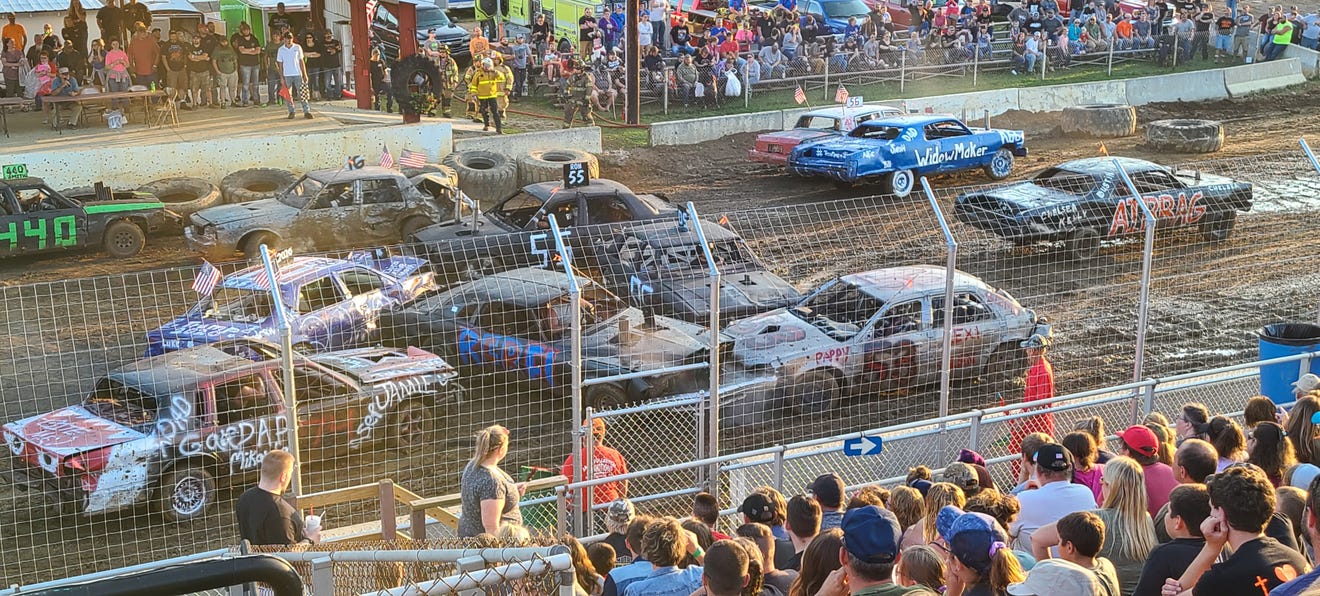 Destruction derby held at county fair