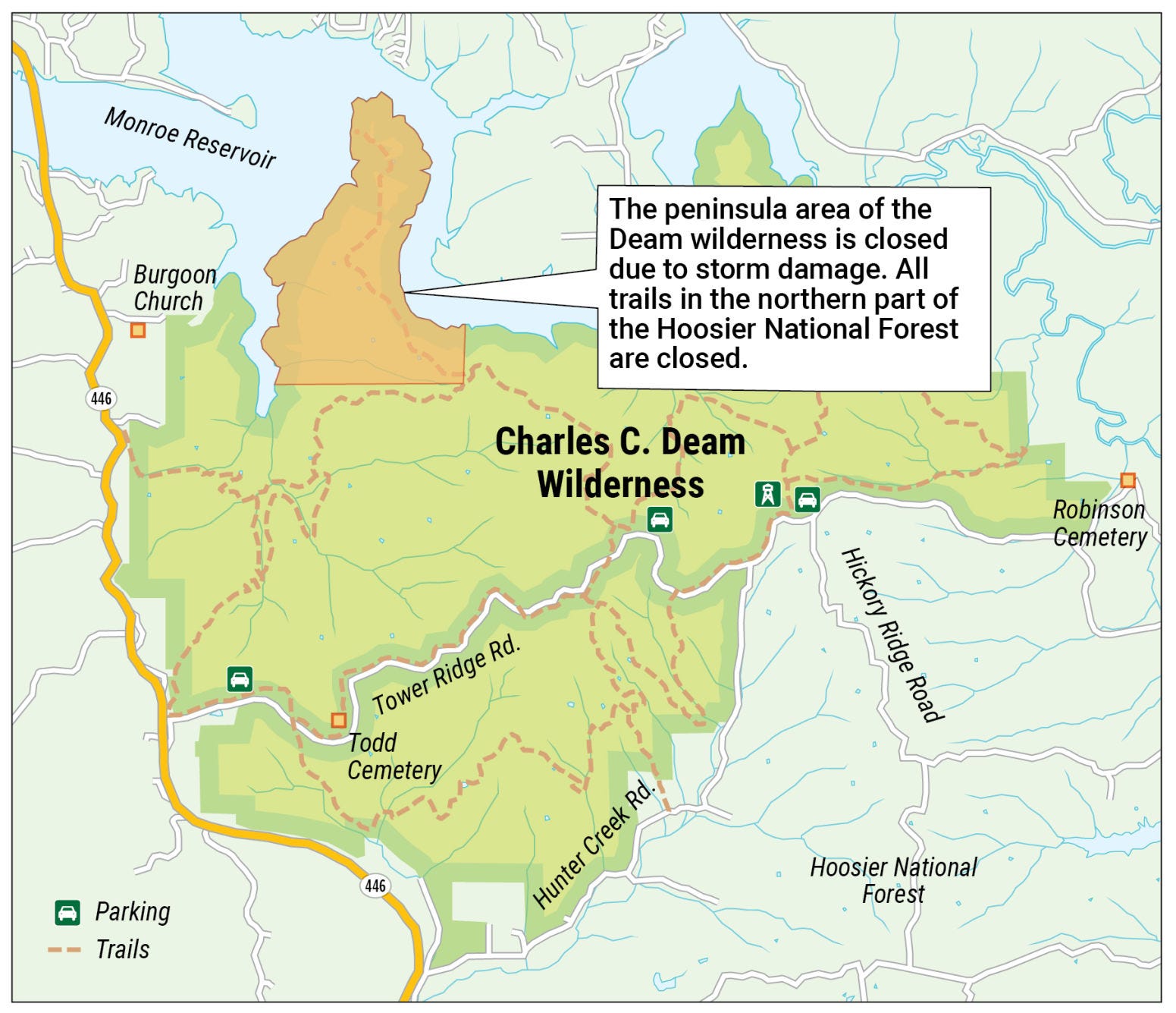 Charles Deam Wilderness Map Forest, Wilderness Areas Still Closed Over Impact Of Storms