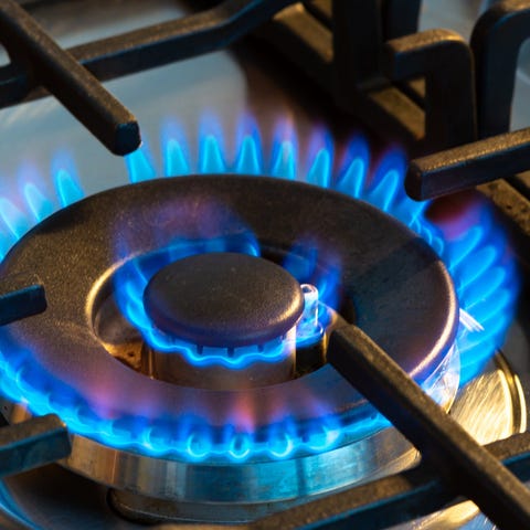 Gas burner on a stove.