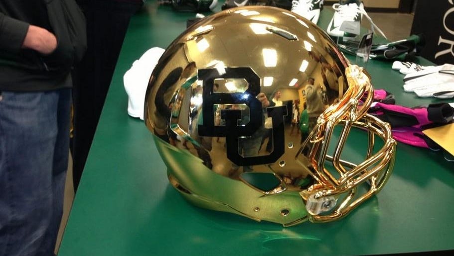 gold helmet football