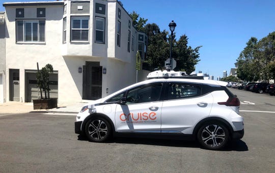 A GM Cruise AV on the streets of San Fransisco in July 2018.