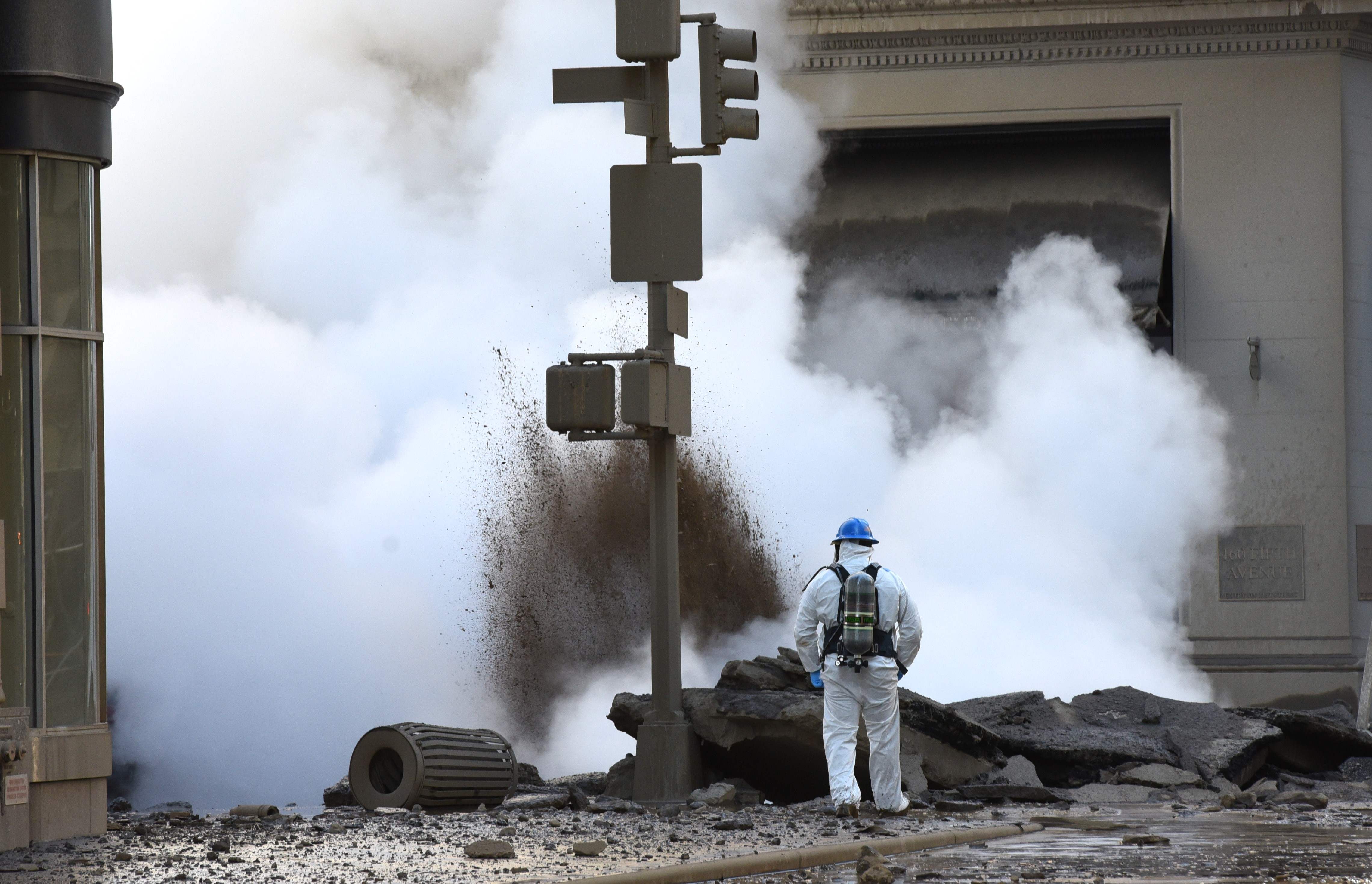 Steam Pipe Explodes On Fifth Avenue In New York City