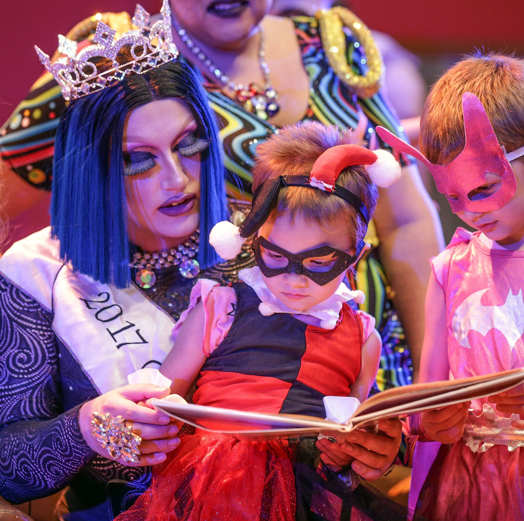 Drag Queen Story Time on July 22, 2017, at a library.