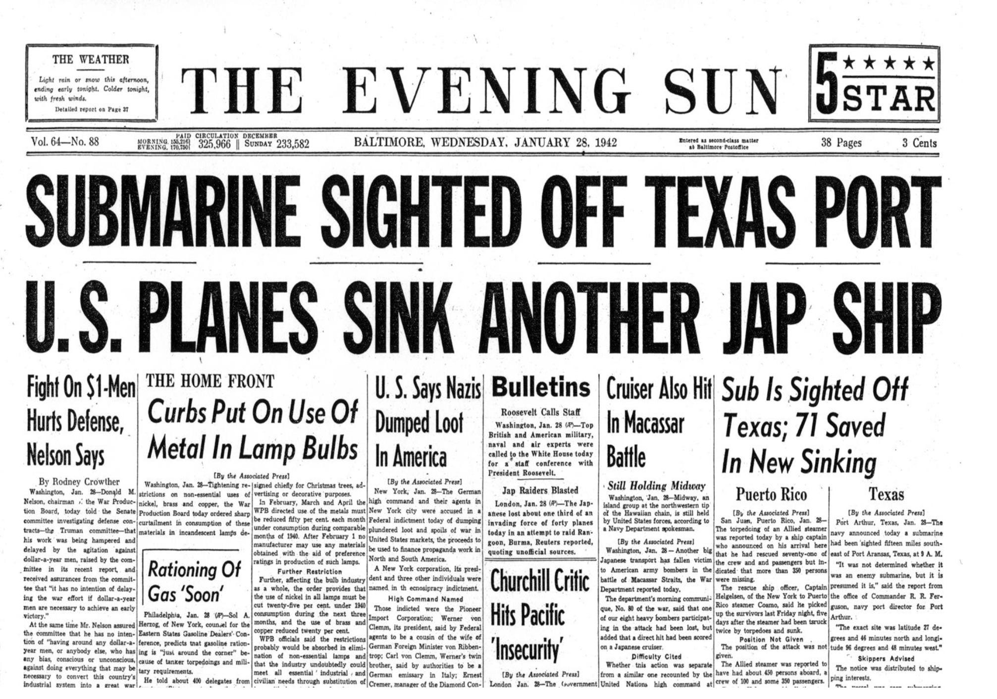 U Boats Prowled Gulf In The Deadly Summer Of 1942