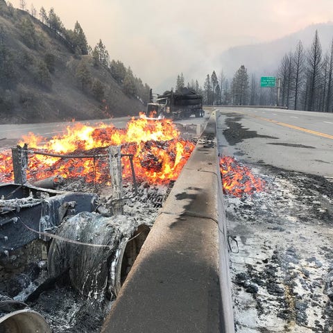 A couple trucks that burned up in the Delta Fire...