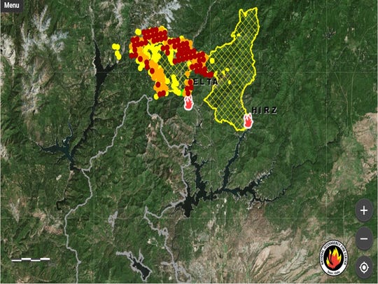 The Delta fire reached 31,325 acres on Friday night. It has merged with Hirz fire and is about to spread into the burning area of ​​Carr Fire.