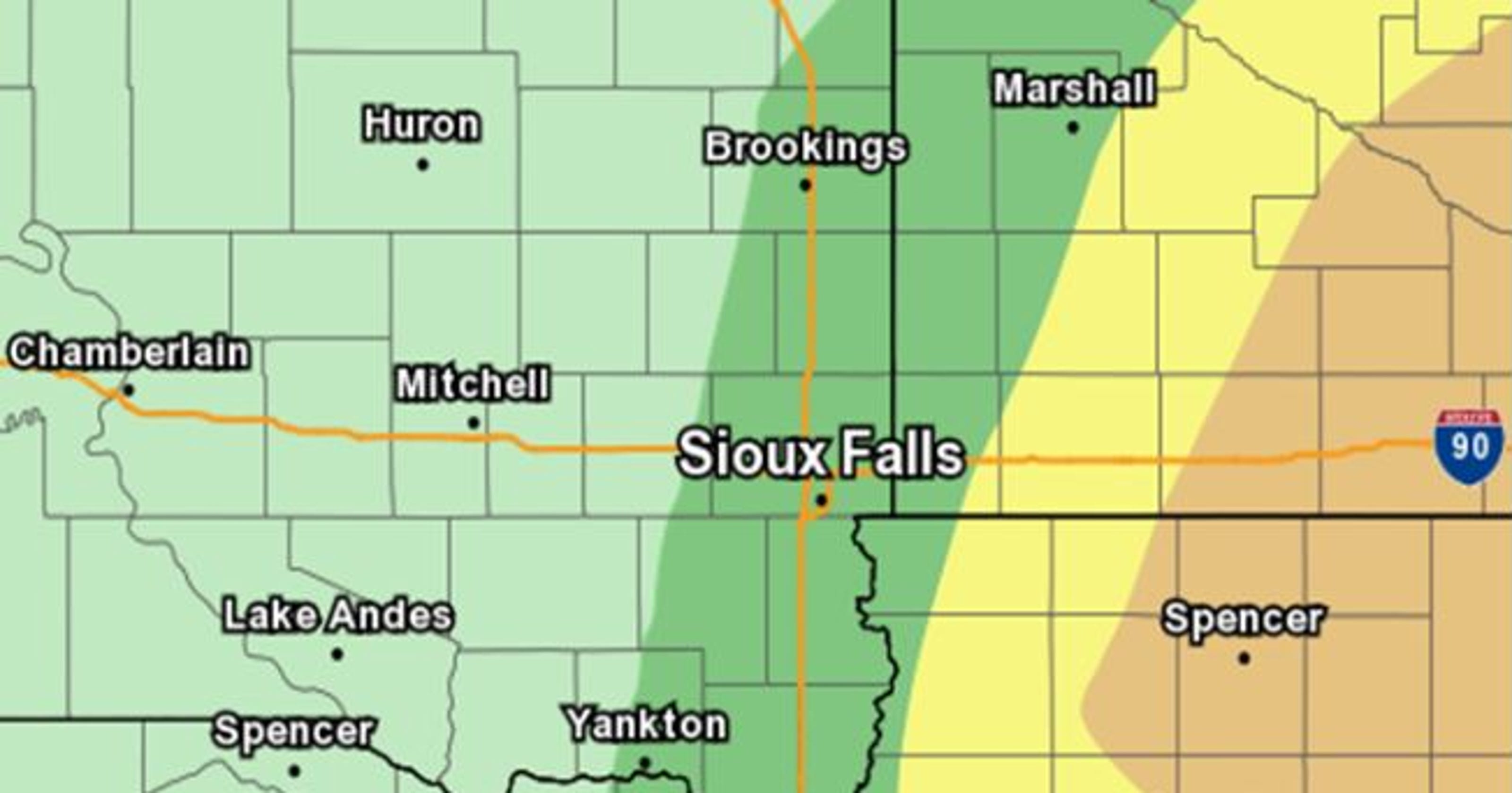 Severe weather possible in southeast South Dakota