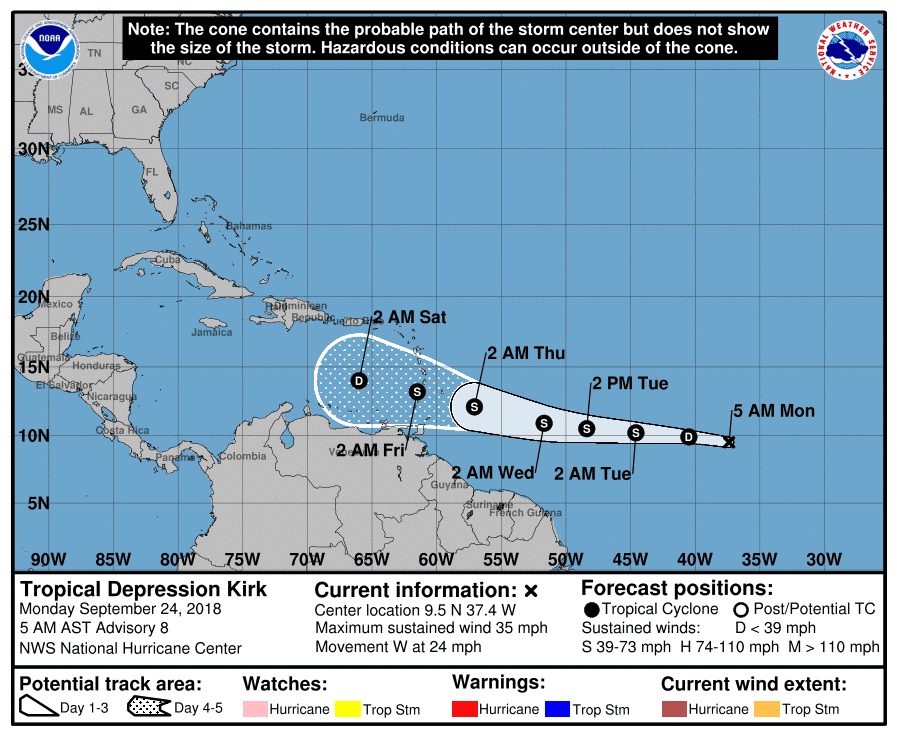 Tropical Depression Kirk Forecast, Path, Where Will It Go, Kirk ...