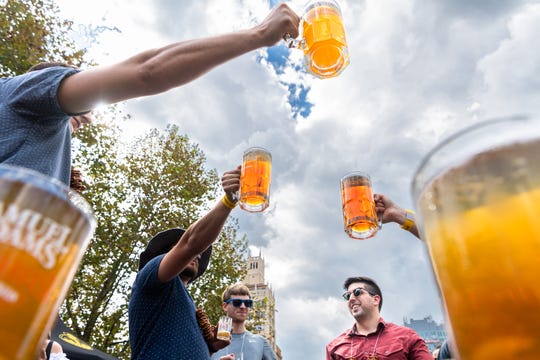 The 10th annual Asheville Oktoberfest took place at Pack Square Park Saturday afternoon featuring polka music from Mountain Top Polka Band as well as beer, wine, cider and craft beverage sampling, Oct. 6, 2018.