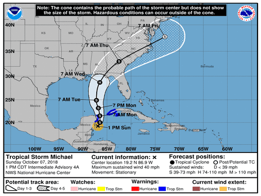 Tropical Storm Michael forecast to become hurricane and hit Gulf Coast