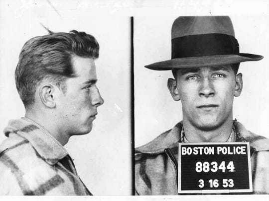 These 1953 file Boston police booking photos provided by The Boston Globe shows James 