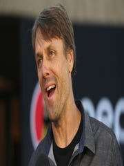 Jake Plummer, representing Pat Tillman, talks to the press before the Arizona Sports Hall of Fame induction ceremony at the Scottsdale Plaza Resort in Scottsdale, Ariz. on November 1, 2018.