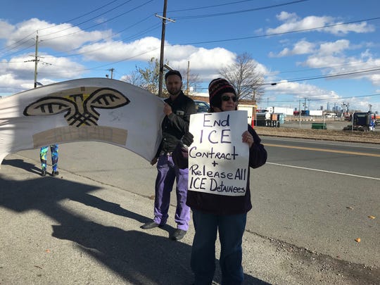 Activists protest in front of the Essex County Correctional Facility on Saturday, November 3, 2018 asking for county to end its contract with U.S. Immigration and Customs Enforcement to house detainees.