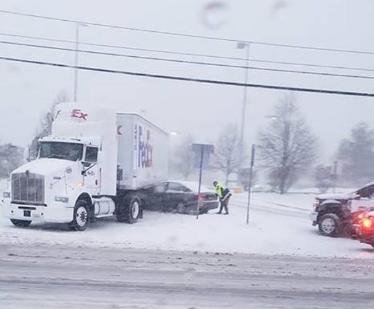 A car and FedEx truck collide on Route 17 in East Rutherford Nov. 15, 2018.