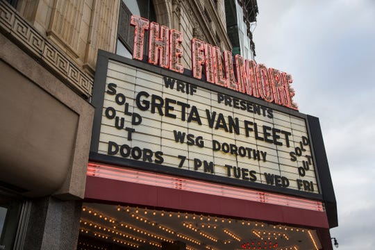 Fillmore Detroit's marquee replaced by giant 'F' logo