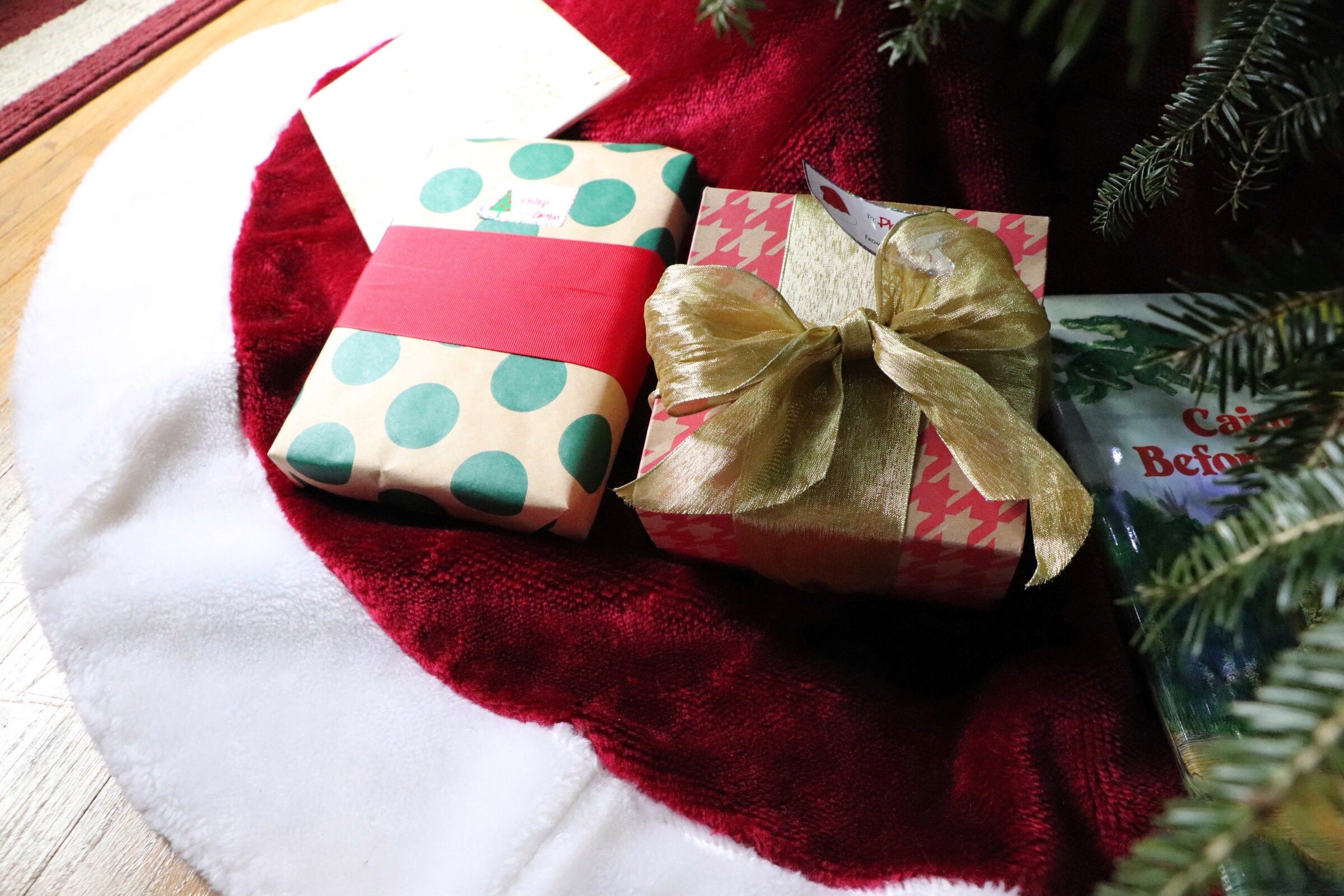 wrapping paper and ribbon