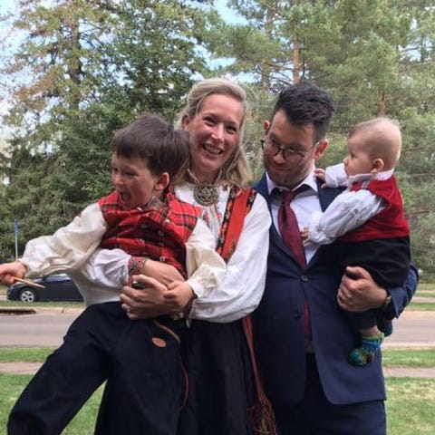 The authors in Duluth, Minnesota, with their sons...