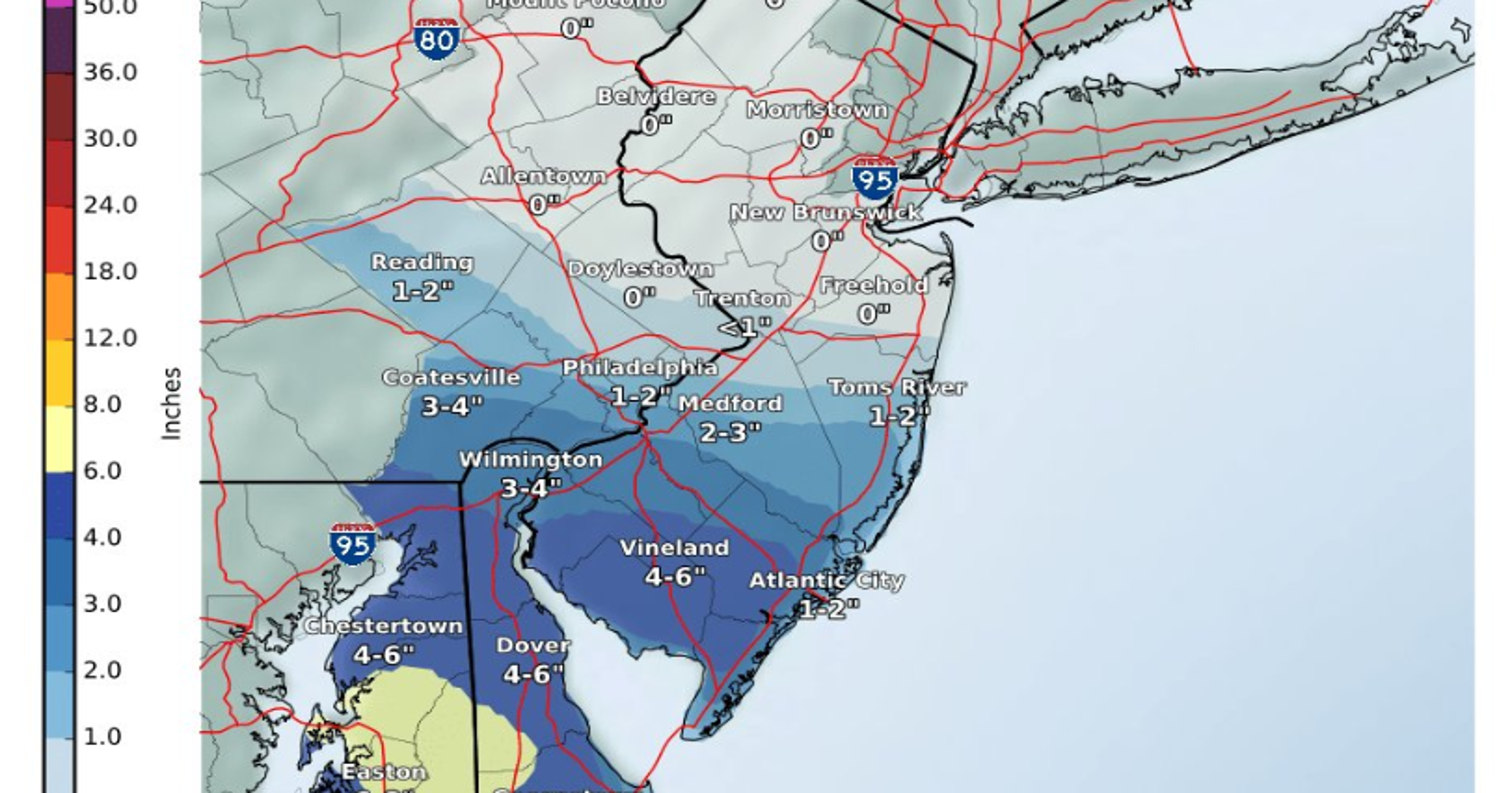 Delaware snowfall forecast upgraded 36 inches of snow expected