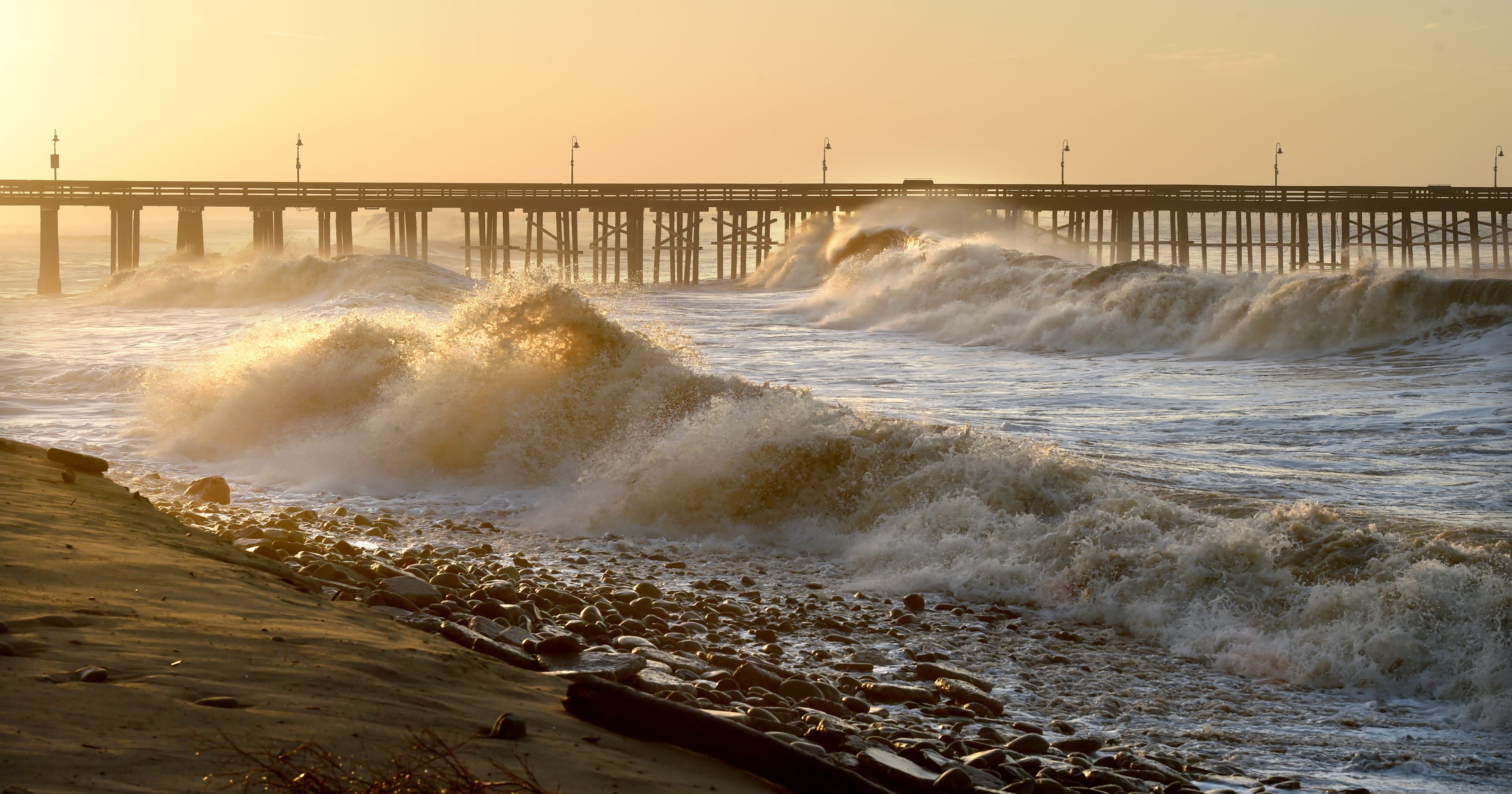 King tides roared ashore at Ventura Beach in January