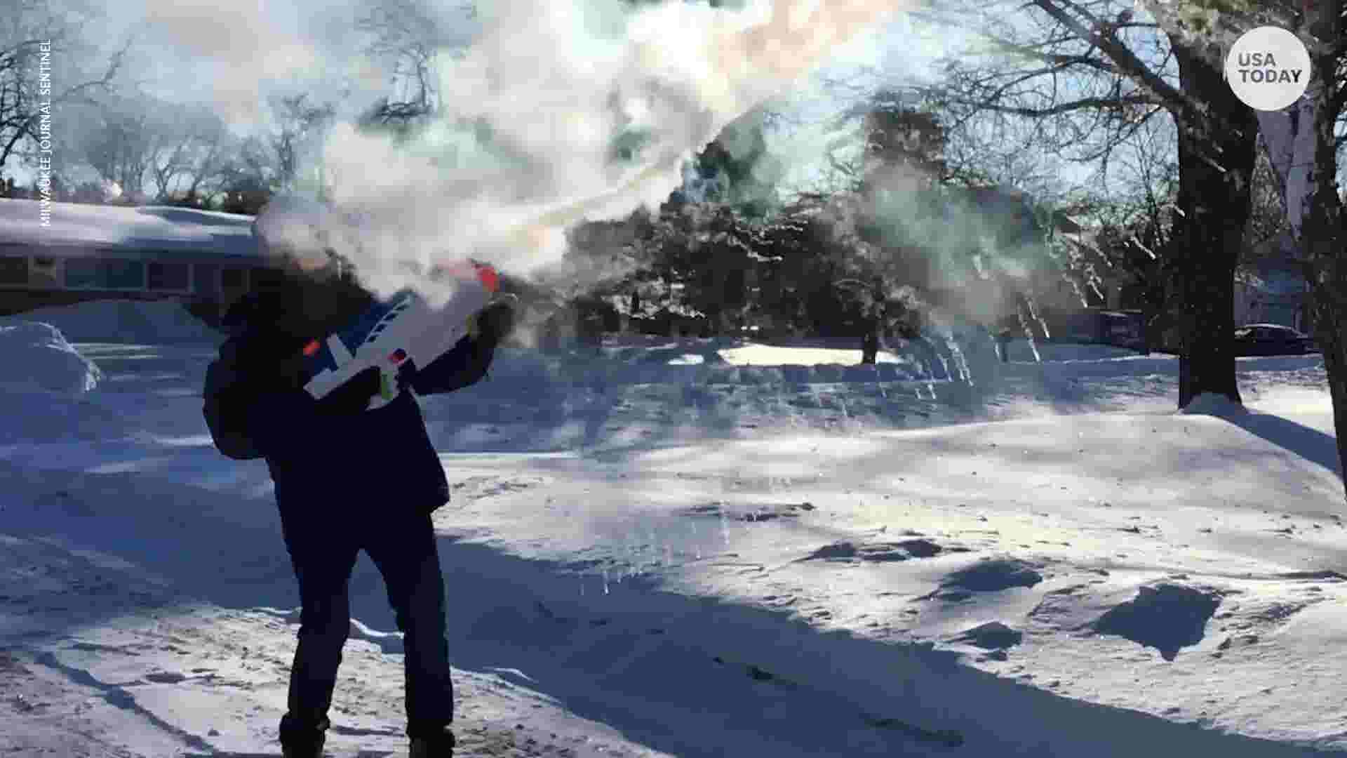 Super Soaker shoots snow bombs in freezing conditions